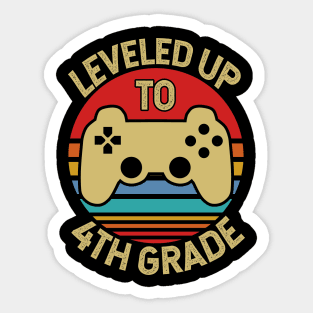 Leveled Up To 4th Grade Gift For Gamer Sticker